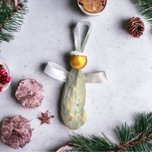 Angel oyster shell ornament